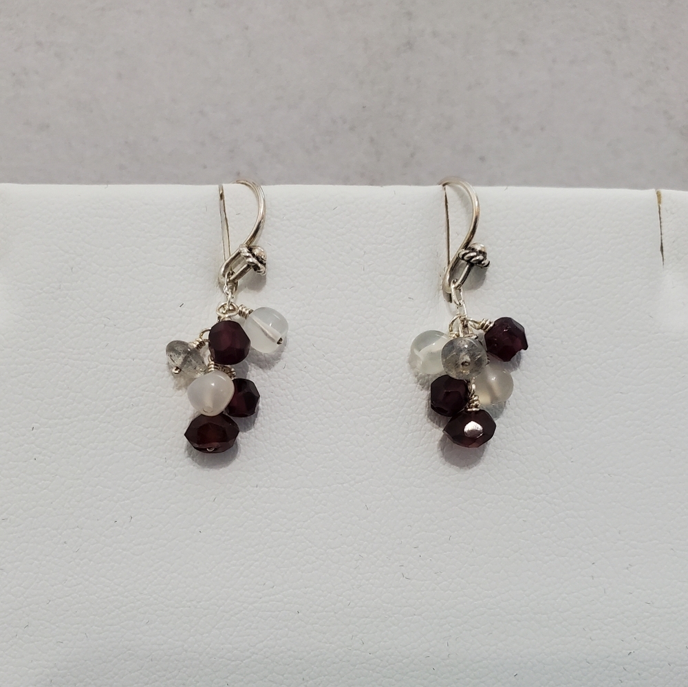 Garnet & Moonstone Dangle Earrings - Picture 5 of 10